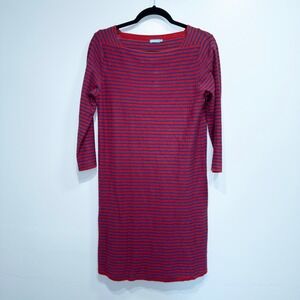 J. McLaughlin Red & Blue Striped Trey‎ Cotton Linen Blend Dress Size Small